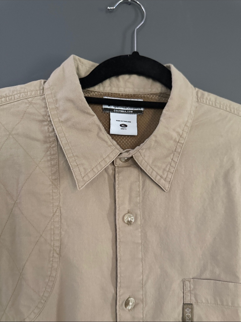 Columbia Men’s Outdoor/Fishing Button-Down Vented Shirt in Beige Cotton Sz XL - Picture 6 of 11